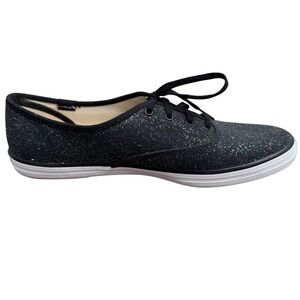 Keds Champion Starlight Canvas Lace-Up Sneaker Black & Silver Sz 8.5 NWOB